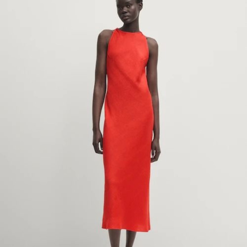 Massimo Dutti Red Linen Dress